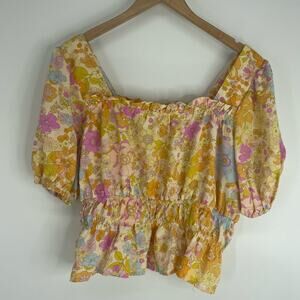 Cynthia Rowley Floral Boho Crop Top Summer Size Medium